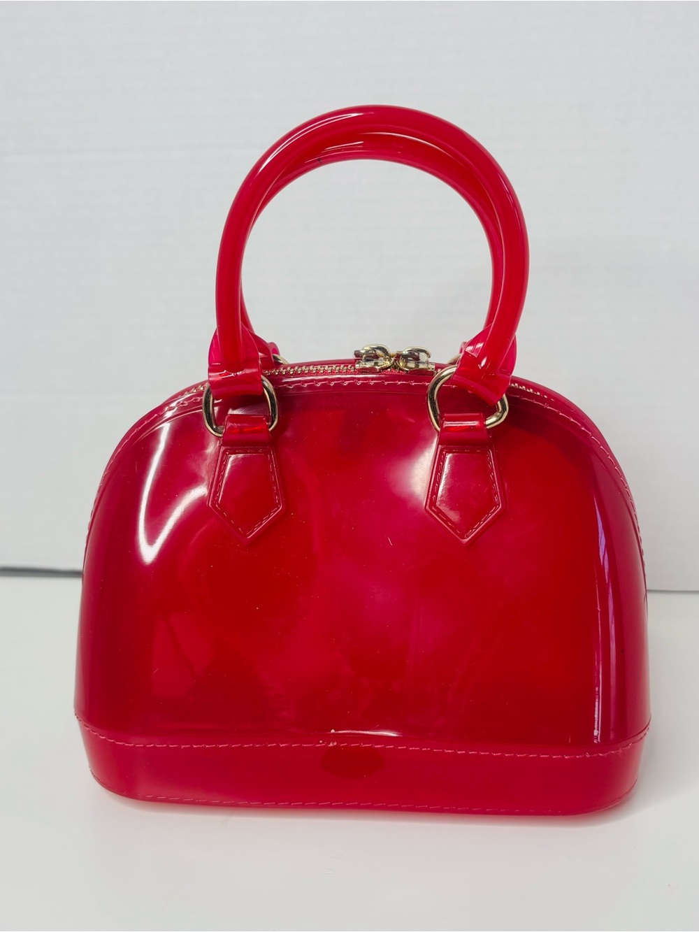 Mini Glossy jelly Dome Satchel in purple
